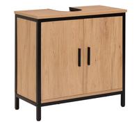 EUGAD Meuble sous Lavabo 60x30x60 cm, avec Cloison Réglable en Hauteur, Armoire sous Vasque, en Bois Artificiel Chêne et en Métal Noir