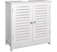 EUGAD Meuble sous lavabo armoire de rangement pour salle de bain avec 2 portes à persienne 60x30x60cm Blanc
