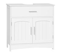 EUGAD Meuble sous Lavabo de Salle de Bains, Meuble WC sur Pieds sous Vasque avec Tiroirs, Étagère Réglable,en Bois d'Ingénierie, Blanc,60x30x60 cm
