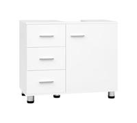 EUGAD Meuble sous Lavabo, Meuble Bas de Salle de Bain sur Pied, avec Tiroirs, Porte, Étagère Réglable, 70x60x30 cm, Blanche