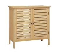 EUGAD Meuble sous Lavabo, Meuble de Salle de Bain en Bambou, Résistant à l'Humidité et pour Ranger Articles WC, avec Découpe pour Siphon de Drainage Vertical 20x10 cm, Étagère Réglable, 60x30x60cm