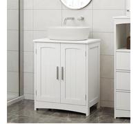 EUGAD Meuble sous Lavabo, Meuble Salle de Bain Vasque, Placard avec 2 Portes, Étagère Réglable, 50x30x60cm, Blanc E0IG1020