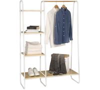 EUGAD Porte-Manteau avec étagères de rangement en MDF et métal 102x39.5x150cm Chêne Clair