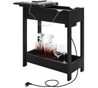 EUGAD Table Basse, Table d'Appoint avec Station de Charge, Table de Chevet avec Prise, 2 Ports USB, 2 Prises, Noir E0AG0080