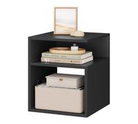 EUGAD Table de Chevet, 35x35x41,5 cm, en Bois d'Ingénierie, Noir | avec 2 Compartiments Ouverts, au Design Simple