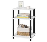 EUGAD Table de Chevet, 40x35x57,5 cm, Noir + Blanc | à 3 Étagères, pour Chambre à Coucher, Salon