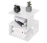 EUGAD Table de Chevet, 40x40x43,5cm, Blanc | avec 2 Étagères, pour Salon, Chambre à Coucher