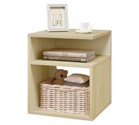 EUGAD Table de Chevet avec 2 Compartiments Ouverts, Table de Nuit, Design Simple, 35x35x41,5 cm, en Bois d'Ingénierie, Chêne Clair, 0007CTG