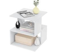 EUGAD Table de Chevet Blanc, Table d’appoint Design Moderne, Petite Bibliothèque avec 2 Étagères, 40x40x43,5cm, 0166ZZ