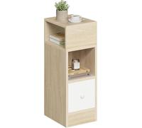 EUGAD Table de Chevet Étroite, 25x30x66cm, en Aggloméré, Chêne Clair | avec 2 Compartiments Ouverts et 1 Tiroir, pour Chambre à Coucher, Salon