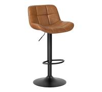 EUGAD Tabouret Bar, Chaise de Bar pivotante, Tabouret de Bar avec Repose-Pieds et Dossier, Tabouret de Comptoir pour Bistro, Restaurant, Cuisine, Hauteur Réglable, en Similicuir Vintage, Marron