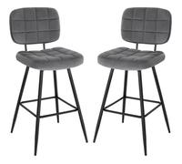 EUGAD Tabouret Bar Lot de 2, Chaise de Bar, Tabouret de Cuisine en Velours et Métal, Siège Rembourré, Gris foncé E0AG0028-2
