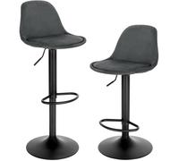 EUGAD Tabouret Bar Lot de 2, Chaise Pivotante, Tabouret de Bistrot Hauteur Réglable, Tabouret de Comptoir, Gris foncé E0AG0041-2