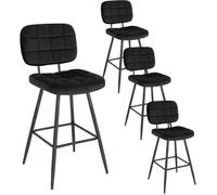 EUGAD Tabouret Bar Lot de 4, Chaise de Bar, Tabouret de Cuisine en Velours et Métal, Siège Rembourré, Noir E0AG0027-4