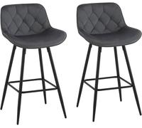 EUGAD Tabouret de Bar Lot de 2, Chaise Bar en Velours avec Dossier,Ergonomique avec Repose-Pieds Métalliques, Gris foncé E0AG0136-2