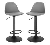 EUGAD Tabouret de Bar Lot de 2, pour Îlot de Cuisine, Bar, Salle à Manger, Réglable en Hauteur et Pivotante, avec Dossier, Repose-Pieds, en Cuir synthétique, Gris