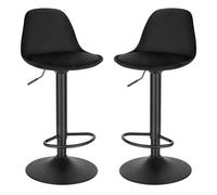 EUGAD Tabouret de Bar Lot de 2, pour Îlot de Cuisine, Bar, Salle à Manger, Réglable en Hauteur et Pivotante, avec Dossier, Repose-Pieds, en Velours, Noir