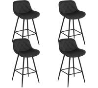 EUGAD Tabouret de Bar Lot de 4, Chaise Bar en Velours avec Dossier, Ergonomique avec Repose-Pieds Métalliques, Noir E0AG0135-4