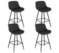 EUGAD Tabouret de Bar Lot de 4, Chaise de Bar avec Dossier, Tabouret Ergonomique avec Pieds et Repose-Pieds Métalliques, Tabouret Velours Rembourré, pour Bar, îlot de Cuisine, Noir, 1068BY-4