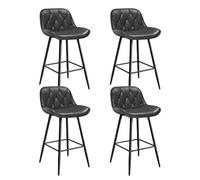 EUGAD Tabouret de Bar Lot de 4, Chaise de Bar avec Dossier, Tabouret Ergonomique avec Pieds et Repose-Pieds Métalliques, Tabouret Similicuir Rembourré, pour Bar, îlot de Cuisine, Anthracite, 1095BY-4
