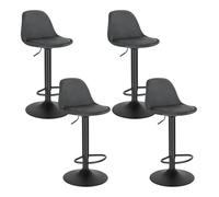 EUGAD Tabouret de Bar Lot de 4, pour Îlot de Cuisine, Bar, Salle à Manger, Réglable en Hauteur et Pivotante, avec Dossier, Repose-Pieds, en Velours, Gris Foncé