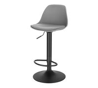 EUGAD Tabouret de Bar, pour Îlot de Cuisine, Bar, Salle à Manger, Réglable en Hauteur et Pivotante, avec Dossier, Repose-Pieds, en Cuir synthétique, Gris