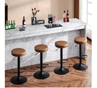 EUGAD Tabouret de Bar Rond Lot de 4, Tabouret de Cuisine Pivotant en Similicuir Vintage, Marron E0AG0204-4
