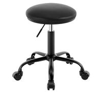 EUGAD Tabouret de Bureau, Tabouret de Coiffeuse, Similicuir, Noir | Pivotante à 360° avec Siège Rond Réglable en Hauteur Entre 45,5-57,5 cm