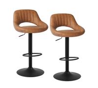 EUGAD Lot de 2 Tabouret de Bar Rotatif à 360 °réglable en Hauteur,Tabouret de Cuisine en Similicuir,Brun