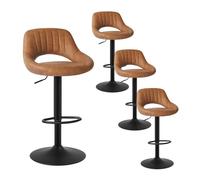 EUGAD Lot de 4 Tabouret de Bar Rotatif à 360 °réglable en Hauteur,Tabouret de Cuisine en Similicuir,Brun