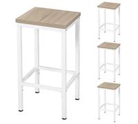 EUGAD Tabourets de Bar Lot de 4, Tabouret de Cuisine, Style Industriel, avec Repose-Pieds, pour Bistro, Salle à Manger, en Bois Aggloméré + Métal, 33x65x33 cm, Chêne Clair, 1059BY-4