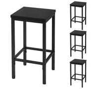 EUGAD Tabourets de Bar Lot de 4, Tabouret de Cuisine, Style Industriel, avec Repose-Pieds, pour Bistro, Salle à Manger, en Bois Aggloméré + Métal, 33x65x33 cm, Noir, 1060BY-4