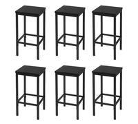 EUGAD Tabourets de Bar Lot de 6, Tabouret de Cuisine, Style Industriel, avec Repose-Pieds, pour Bistro, Salle à Manger, en Bois Aggloméré + Métal, 33x65x33 cm, Noir, 1060BY-6