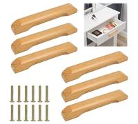 EUIEUT Set mit 6 Schubladenknöpfen aus Holz, Länge 128 mm, ideal für moderne Küchenmöbel. Diese Knäufe sind perfekt für Nachttische und Wohnzimmermöbel