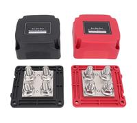 Eujgoov Bloc de Distribution D'énergie de Barre Omnibus 400A avec 4 Goujons M10 pour Système Solaire de Bateau Marin Automobile RV 48V DC Paire Rouge Noir