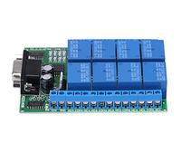 Eujgoov Module Relais RS 232 à 8 Canaux, Commutateur Série 12 V pour Maison | Interface Femelle DB9, Charge Maximale de 10A, 6 Modes de Commande, Lecture, Fermeture, Interverrouillage, Prend en Charge