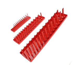 Eujgoov Organisateur de Douilles, Plateau de Douilles en Plastique, Support de pour 1 2 Pouces, 3 8 Pouces, 1 4, Conception à Poteau Haut, Paquet de 3 Rangements de Rouges pour une Utilisation en