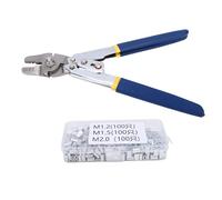 Eujgoov Outil de Sertissage de Câbles Métalliques, Pince à Sertir 4 Cavités 0.1-2.2mm avec 300 Manchons en Aluminium pour Câbles en Acier, Cordes de Chien