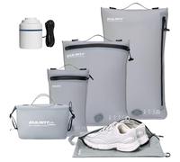 EULANT Lot de 5 Réutilisable Cubes de Compression Sous Vide pour Voyage,3 Sacs Sous Vide Etanches + 1 Sac à Chaussures + 1 Sac à Etanches, Organiseur de Sac de Voyage pour Bagage à Main