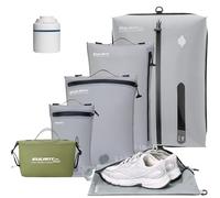 EULANT Lot de 6 Réutilisable Cubes de Compression Sous Vide pour Voyage,4 Sacs Sous Vide Etanches + 1 Sac à Chaussures + 1 Sac à Etanches, Organiseur de Sac de Voyage pour Bagage à Main