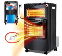 Eulenke Chauffage au gaz pour intérieur - 4200 W - Chauffage à gaz en céramique + radiateur infrarouge 1260 W - Avec régulateur de pression de gaz et tuyau à gaz - 3 niveaux de chauffage - Bouteilles