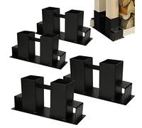 Eulenke d'empilage en bois de chauffage jeu de 4, range-bûches de cheminée, Patins d’empilage équarris range buche, noir range bois, Support de Journal cheminée pour intérieure exterieur