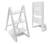 Eulenke Escabeau 3 marches, Pliant en Aluminium Pliable, échelle Pliante Pcabeau avec pédale antidérapante, marchepied ménager Pliable en échelle, escabeau léger jusqu'à 150 kg,argenté