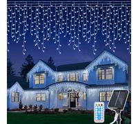 Eulenke Guirlande lumineuse solaire d'extérieur - 600 LED - 8 modes et fonction mémoire - Avec télécommande - IP44 - Convient pour la décoration intérieure et extérieure des maisons - Blanc froid