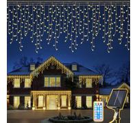Eulenke Guirlande lumineuse solaire d'extérieur - 600 LED - 8 modes et fonction mémoire - Avec télécommande - IP44 - Convient pour la décoration intérieure et extérieure des maisons - Blanc chaud