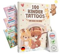 EULENTALER® Lot de 100 tatouages pour enfants - Doux pour la peau - Avec de jolis motifs d'animaux - Recommandé par les éducateurs - Dermatest : très bien - Fabriqué en Allemagne - Cadeau pour enfants