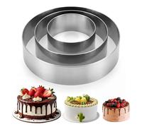 Eulihent 3 Pièces Cercle à Pâtisserie Diamètre 10/15/20 cm Ensemble d'anneaux à Gâteau Rond Moules à Gâteaux en Acier Inoxydable pour Mousse Fondant Gelée Fromage Breton et Entremets