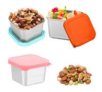 Eulihent 3 Pieces Petite Boites Alimentaires Inox 180ml Hermetiques Recipient Sauce avec Couvercle en Silicone Portable pour Voyage Pique Nique Vinaigrette et Snacks