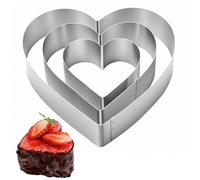 Eulihent Lot de 3 Cercles à Pâtisserie Coeur en Acier Inoxydable 10/15/20 cm Moules à Gâteau Fixe en Forme de Cœur pour Mousse Dessert Biscuits et Pizza