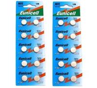 Eunicell AG12 Lot de 20 piles bouton alcalines G12/LR43/LR43SW/LR1142 LR1142SW SR1142W de type 301/386 G
